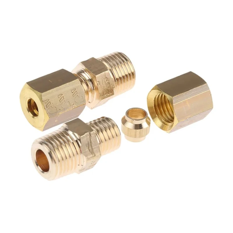 Legris Pneumatic Brass Compression Coupler Male BSPT 1/8 in to Female Metric 4 mm 0105 04 10