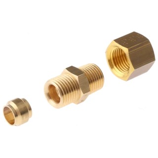 Legris Pneumatic Brass Compression Coupler Male BSPT 1/8 in to Female Metric 6 mm 0105 06 10