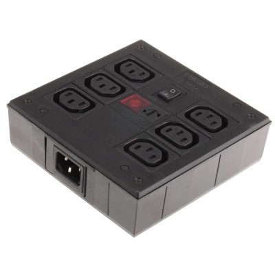 Bulgin 10A 250V 6 Gang Socket Bar with 2m Cable, Filtered IEC C13, Fused PXD701/561/10/1