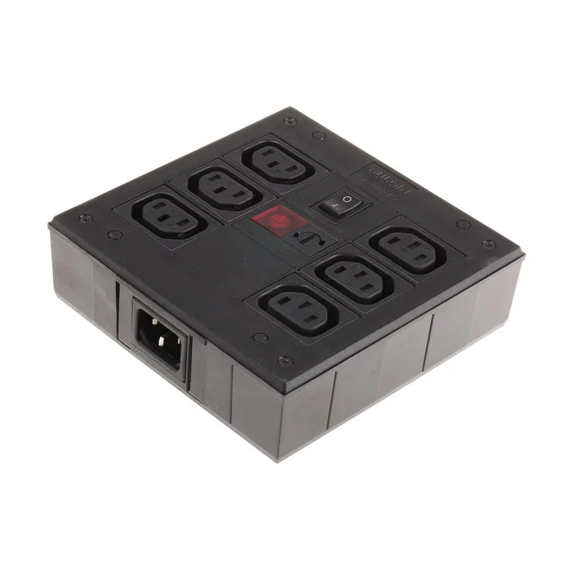 Bulgin 10A 250V 6 Gang Socket Bar with 2m Cable, Filtered IEC C13, Fused PXD701/561/10/1