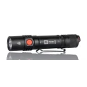 RS PRO LED Torch Black Red Rechargeable 1200 Lumen Aluminium Body USB Charging IP68 Adjustable Beam 239-7015