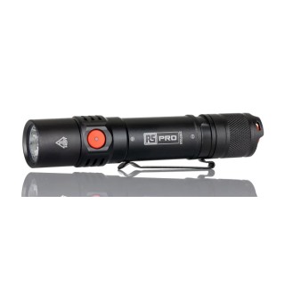 RS PRO LED Torch Black Red Rechargeable 1200 Lumen Aluminium Body USB Charging IP68 Adjustable Beam 239-7015
