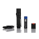 RS PRO LED Torch Black Red Rechargeable 1200 Lumen Aluminium Body USB Charging IP68 Adjustable Beam 239-7015