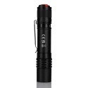 RS PRO LED Torch Black Red Rechargeable 1200 Lumen Aluminium Body USB Charging IP68 Adjustable Beam 239-7015