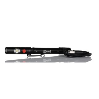 RS PRO LED Pen Torch Black Rechargeable 3.7 V 375 lm Aluminium Body USB Charging 164mm 239-7029