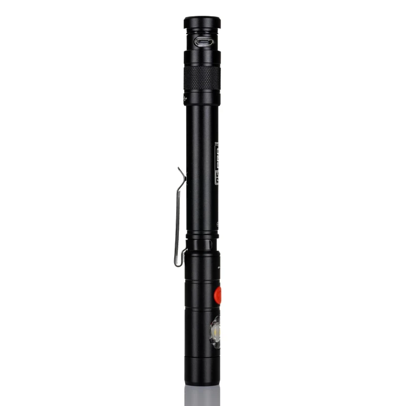 RS PRO LED Pen Torch Black Rechargeable 3.7 V 375 lm Aluminium Body USB Charging 164mm 239-7029