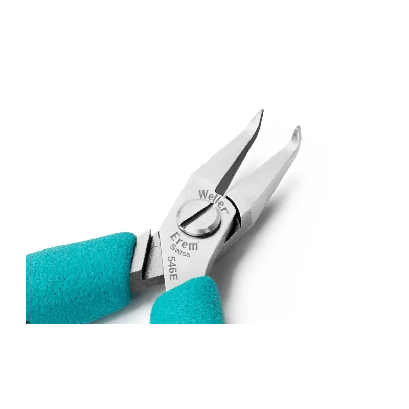 Erem Round Nose Plier Bent Nose, Insulated Handle, ESD Safe, 120mm Overall Length, 22mm Jaw Width 546E