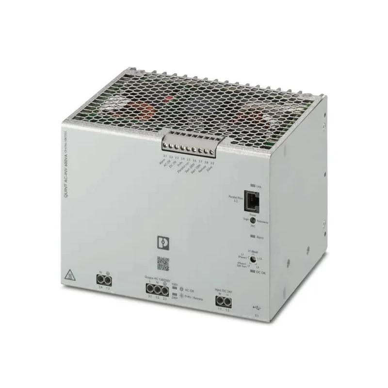 Phoenix Contact Fixed Installation DC-AC Power Inverter 24V dc Input 120V ac Output 600VA 5A Screw Connection 1067325