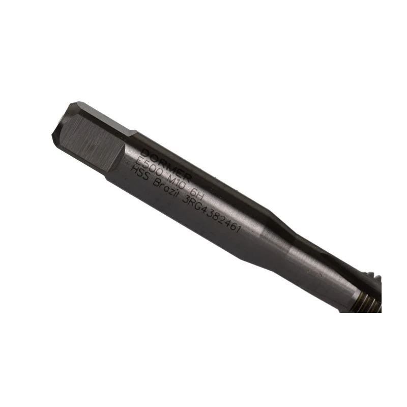 Dormer High-Speed Steel (HSS) Machine Threading Tap M10 Thread Size Metric Standard Straight Flute, ISO 529 E500M10NO3