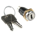 Lorlin Key Switch, Double Pole Change Over 5A 2-Position Common Key Round Bezel SRL5KS2850