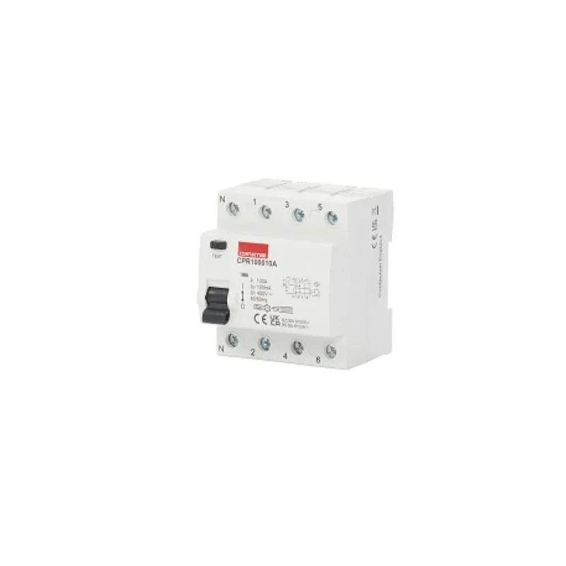 Contactum A Type Residual Current Circuit Breaker 100A 4-Pole 100mA Trip Sensitivity DIN Rail Mount CPR100010A