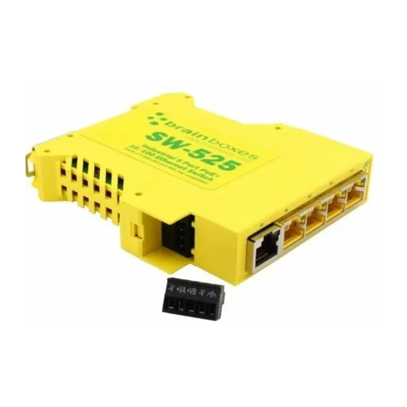 Brainboxes Industrial Unmanaged 5 Port 10/100 Mbps Power Over Ethernet Switch SW-525