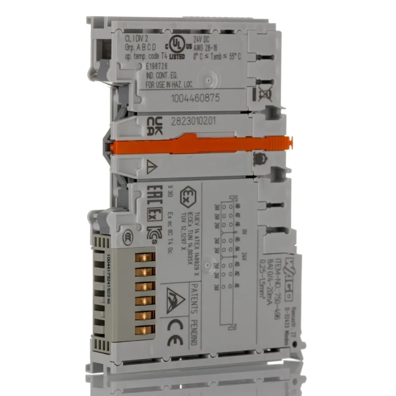 WAGO Series 750 Analogue Module Current Input 8 I/Os 24V Compact DIN Rail Mount 750-496