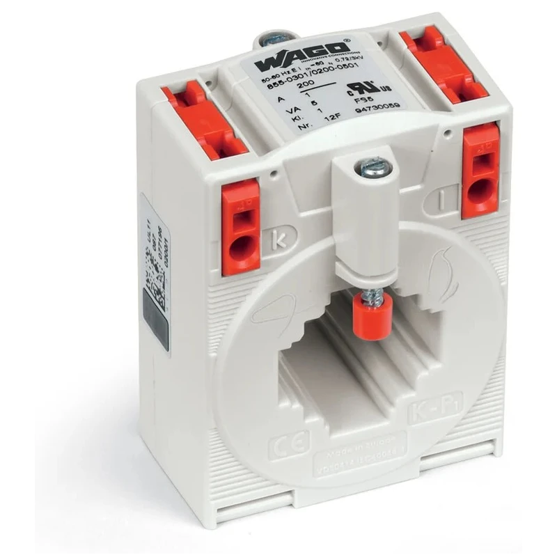 WAGO 855 Series Plug-in Single-Conductor Current Transformer 200 A Primary 1 A Secondary 5 VA Power Rating 855-301/200-501