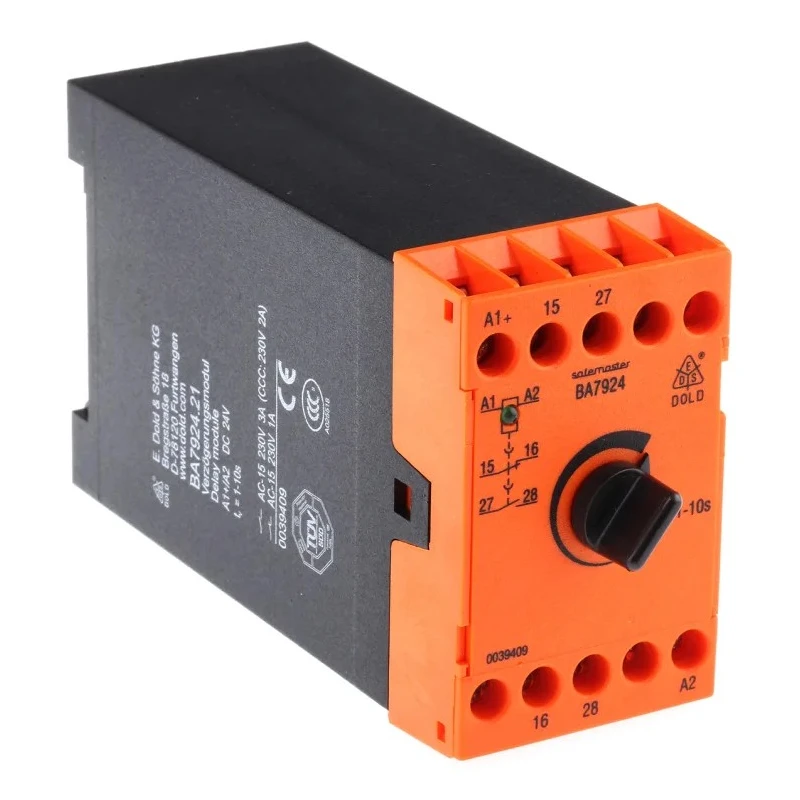 Dold 24V DC Safety Relay with 2 Safety Contacts, 1 NO/1 NC Contact Configuration, Automatic Reset BA7924.21 DC24V 1-10s