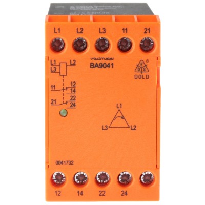 Dold Monitoring Relay 3 Phase 0.8 to 1.1 UN Monitor Range DPDT Contact Configuration DIN Rail Mount BA9041