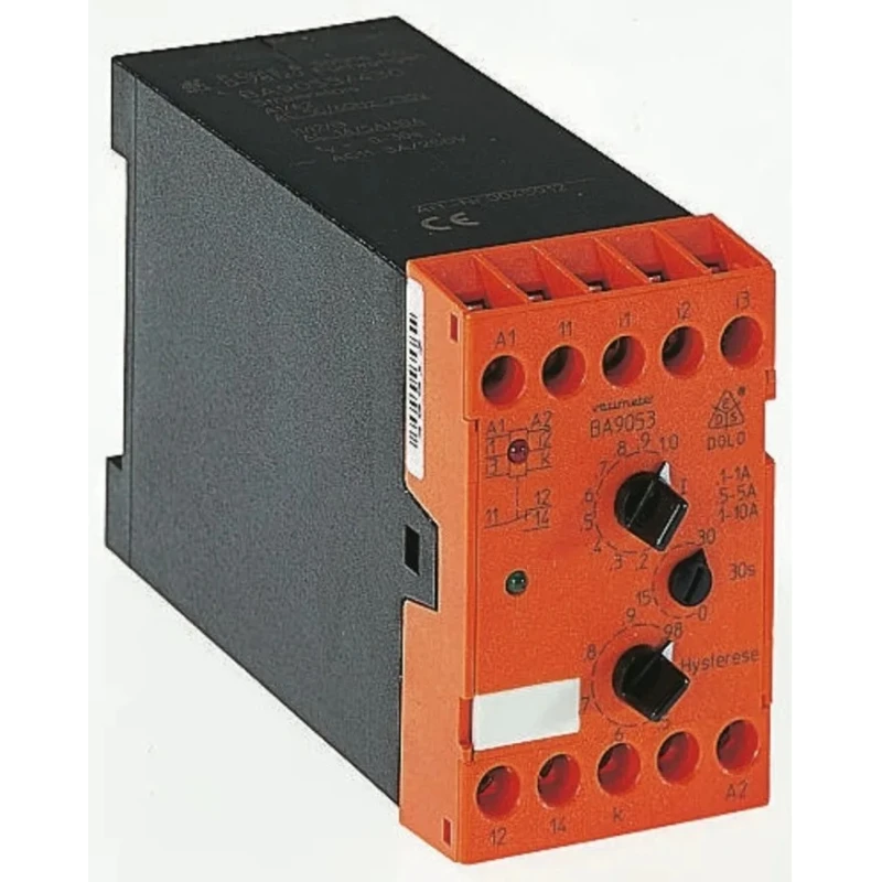 Dold Monitoring Relay, 1 Phase, DPDT Contact, DIN Rail Mount, 0.1A to 10A Current Range BA9053/410 AC1A/5A/10A AC230V 0-20S