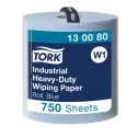 Tork Industrial Heavy-Duty Wiping Roll Paper Towel 3-Ply Blue, 255 m x 369 mm, 750 Sheets 130080