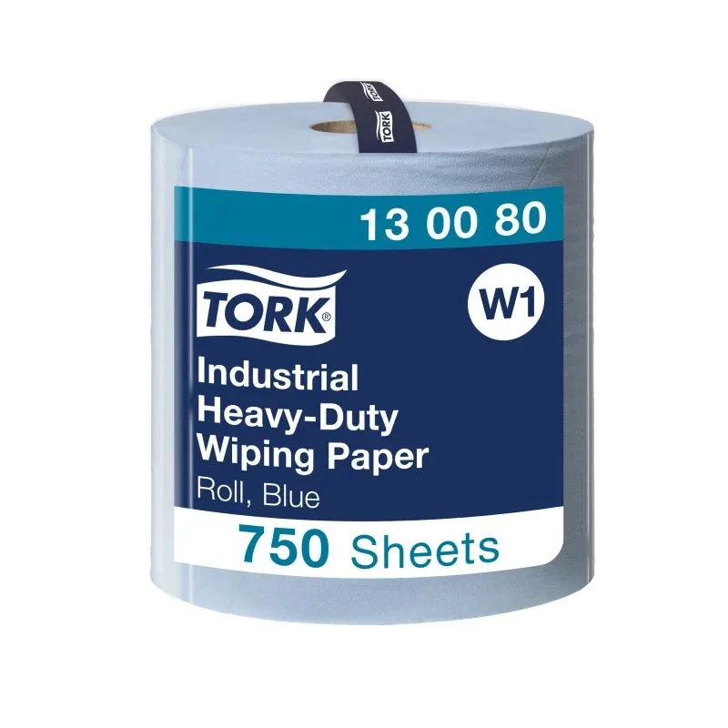 Tork Industrial Heavy-Duty Wiping Roll Paper Towel 3-Ply Blue, 255 m x 369 mm, 750 Sheets 130080