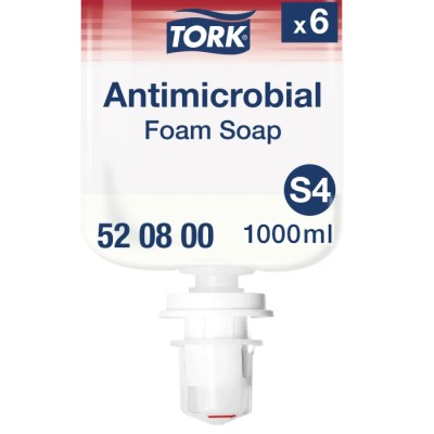 Tork Antimicrobial Foam Hand Soap Transparent 1000 ml Manual Dispenser Compatible 520800