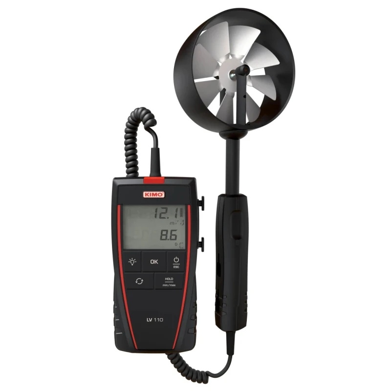 KIMO Rotary Vane Anemometer, Measures Air Velocity and Air Flow, 35 m/s, LV 110 S