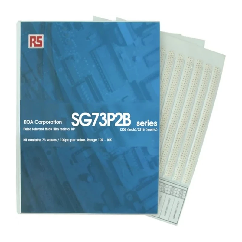 KOA Thick Film Surface Mount Resistor Kit SG73P, 1.0W Power Rating, 10 Ω to 10 kΩ, 73 Values, 7300 Pieces SG73P