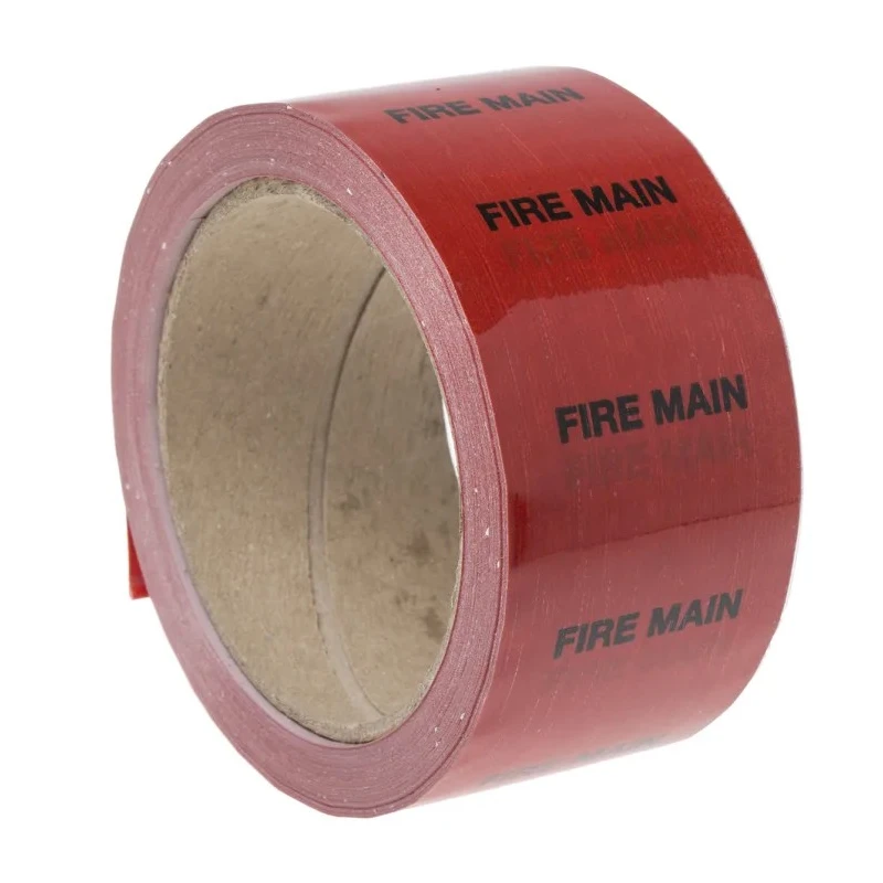 RS PRO Red Polypropylene Vinyl Pipe Marking Tape 50mm Width x 33m Length, Pre-printed Fire Main 711-407