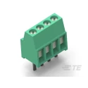 TE Connectivity PCB Terminal Block 7-Contact, 2.54 mm Pitch, Board Mount, Brass Housing, Green, 150V, 10A 282834-7