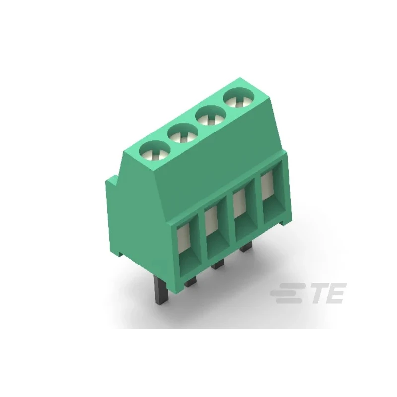 TE Connectivity PCB Terminal Block 7-Contact, 2.54 mm Pitch, Board Mount, Brass Housing, Green, 150V, 10A 282834-7