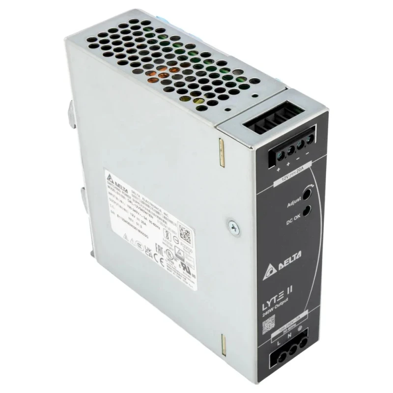 Delta Electronics DRL Switched Mode DIN Rail Power Supply 12V DC 20A 240W Universal AC Input DRL-12V240W1EN