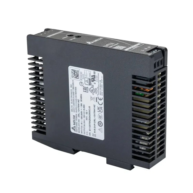 Delta Electronics DRL Switched Mode DIN Rail Power Supply 264V AC Input 12V DC, 6.25 A Output, 75 W DRL-12V75W1AZ