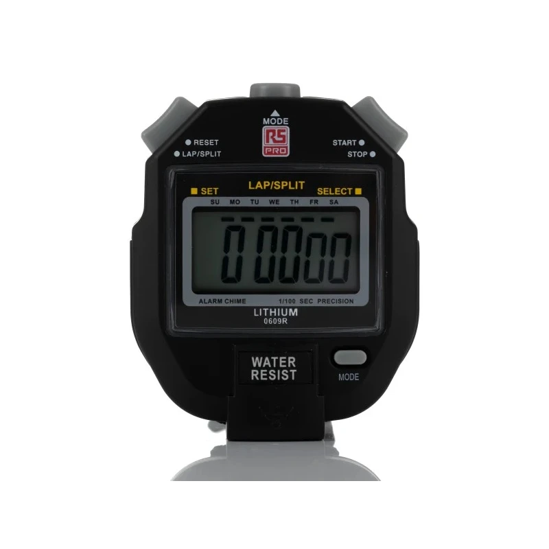 RS PRO Black Digital Pocket Stopwatch Waterproof Plastic Case Battery CR2032 23h 59min 59s 241-3114