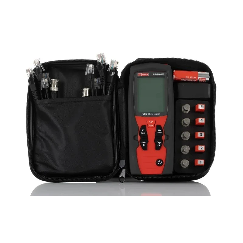 RS PRO Network Cable Tester RJ12, RJ45, RJ11, Cat3 to Cat7a, Battery Powered RSVDV-100
