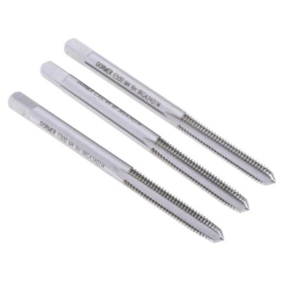 Dormer Metric Standard Machine Tap Set with M4 Thread Size, HSS, 3 Piece, Straight Flute, ISO 529 E500M4NO6