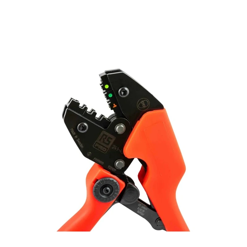 RS PRO Crimp Tool for Blue, Insulated Terminals Red, Yellow 204mm Length Adjustable Ratchet 241-4344