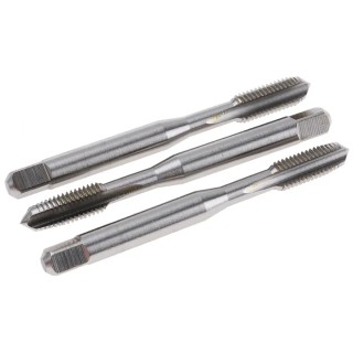 Dormer Tap Set, 1/4 UNF Thread, UNF Standard, Straight Flute Hand Tap, HSS Material, Bright Finish, 3 Pieces E5241/4NO6