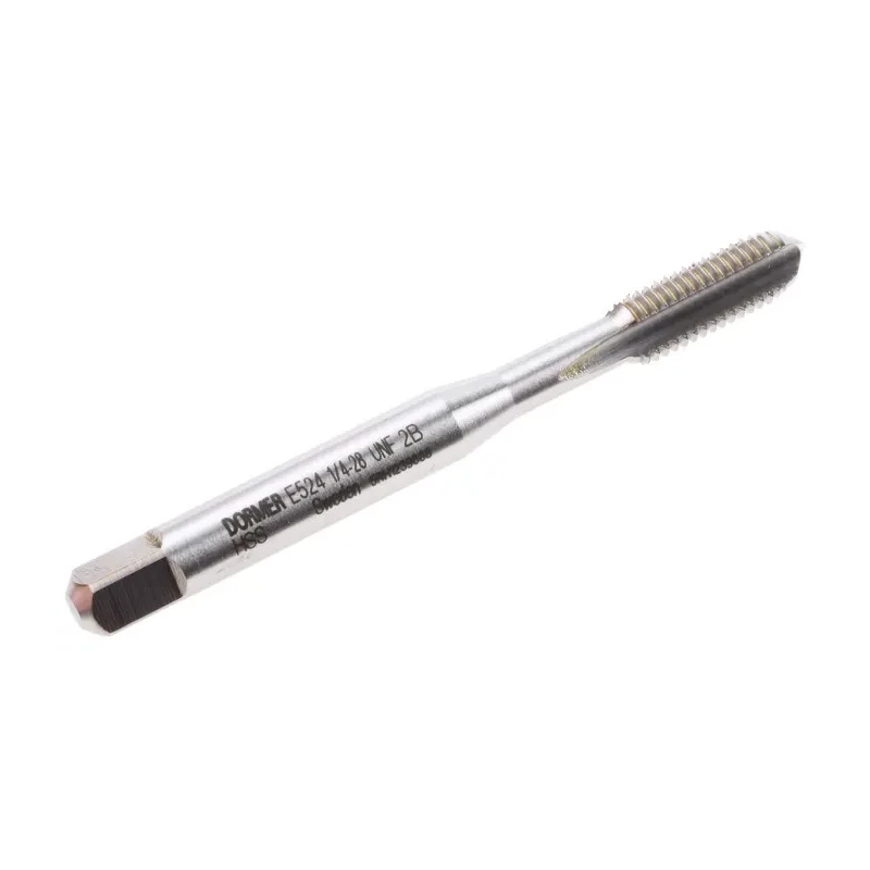 Dormer Tap Set, 1/4 UNF Thread, UNF Standard, Straight Flute Hand Tap, HSS Material, Bright Finish, 3 Pieces E5241/4NO6