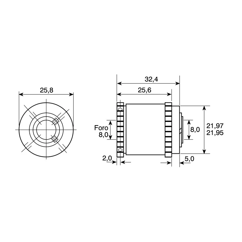 Huco Friction Clutch 8mm Bore 132 Ncm Torque Rating In-Line Mount 1000rpm 32.4mm Length 279.25.28