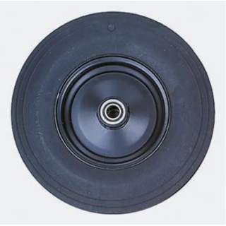Guitel Hervieu Black Rubber Trolley Wheel, 500 kg Load Capacity, 400mm Diameter, 90mm Width, Ball Bearing Hub BWB405RIB