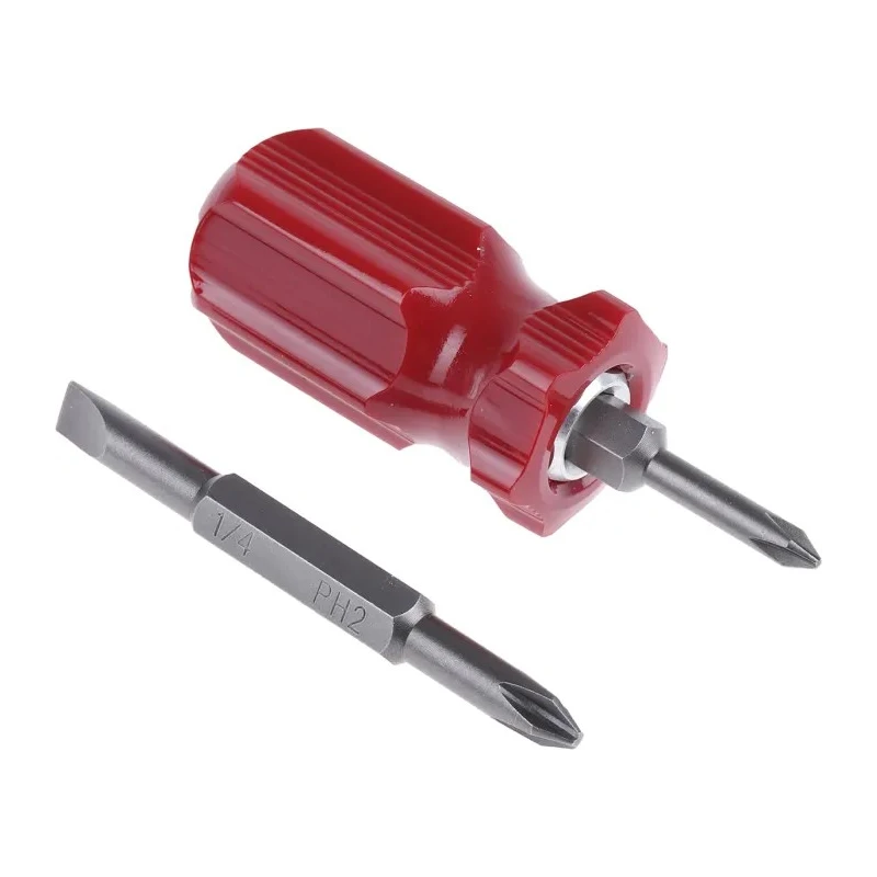 RS PRO Stubby Screwdriver, 1/4 in and 3/16 in PH1 and PH2 Tip, 50 mm Blade Length, 75 mm Overall Length 241-7769