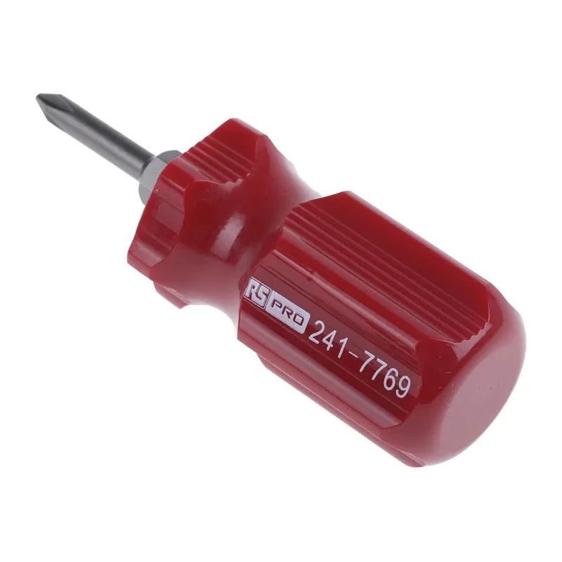RS PRO Stubby Screwdriver, 1/4 in and 3/16 in PH1 and PH2 Tip, 50 mm Blade Length, 75 mm Overall Length 241-7769