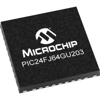 Microchip 16 bit PIC Microcontroller 32 MHz 64kB FLASH 36-Pin UQFN PIC24FJ64GU203-I/M5