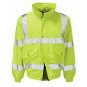 Orbit International Valiant Yellow Unisex Hi Vis Jacket, Size L, Hooded, Zipper with Silver Press Stud Storm Flap H0213/O