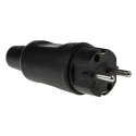 Kopp 16A 250V Type F German Schuko Mains Plug Black Rubber Cable Screw Termination 1795.1600.9
