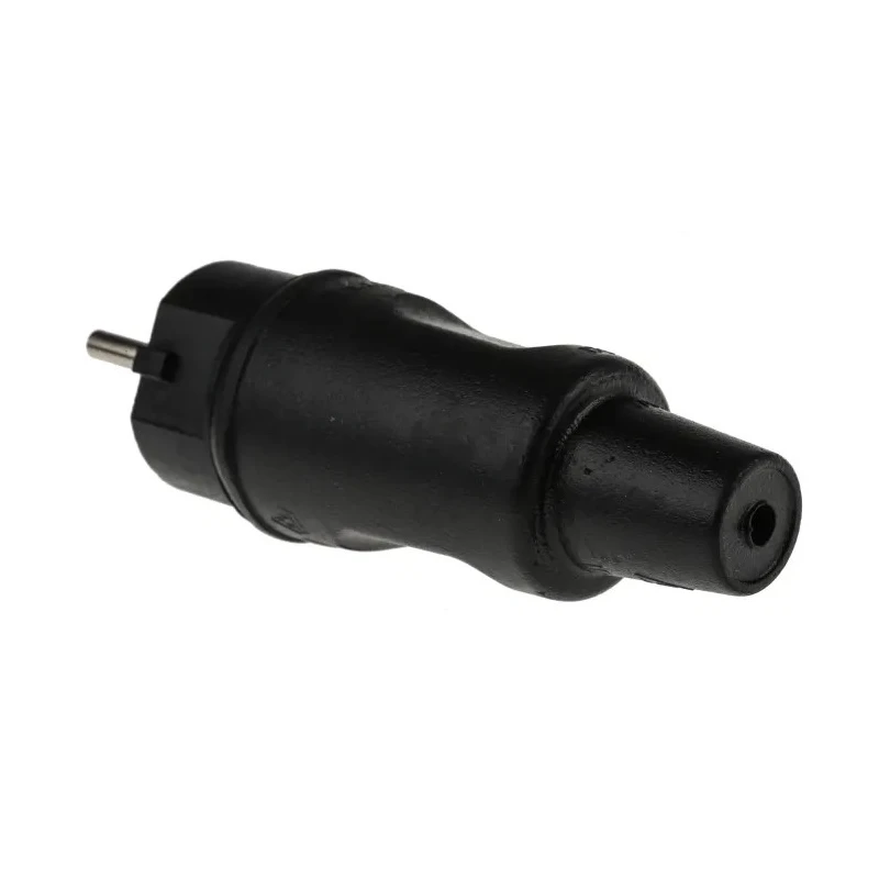 Kopp 16A 250V Type F German Schuko Mains Plug Black Rubber Cable Screw Termination 1795.1600.9