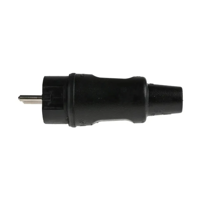 Kopp 16A 250V Type F German Schuko Mains Plug Black Rubber Cable Screw Termination 1795.1600.9