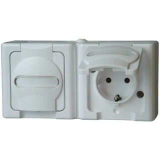Kopp 16A White Earthed Plug Socket with Switched 2-Pole Configuration IP44 SEBS Material 1312.0200.3