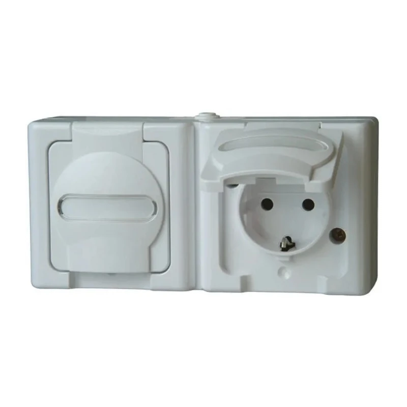 Kopp 16A White Earthed Plug Socket with Switched 2-Pole Configuration IP44 SEBS Material 1312.0200.3