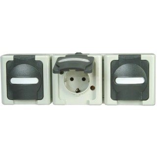 Kopp 16A Grey Protective Contact Plug Socket Surface Mount IP44 250V ac 1313.5600.5