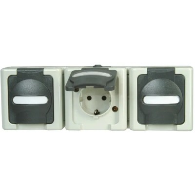 Kopp 16A Grey Protective Contact Plug Socket Surface Mount IP44 250V ac 1313.5600.5